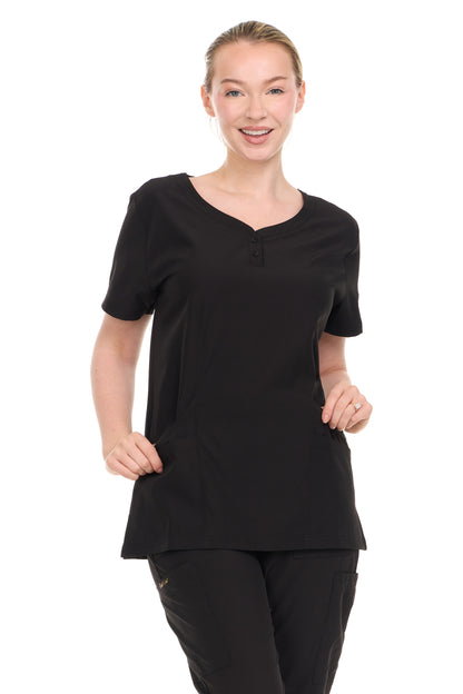 HEAL+WEAR Women’s V-Neck Scrub Top – 4-Way Stretch - Soft Stretch Medical Uniform Shirt with 2 Pockets, Classic Fit Nurse Workwear