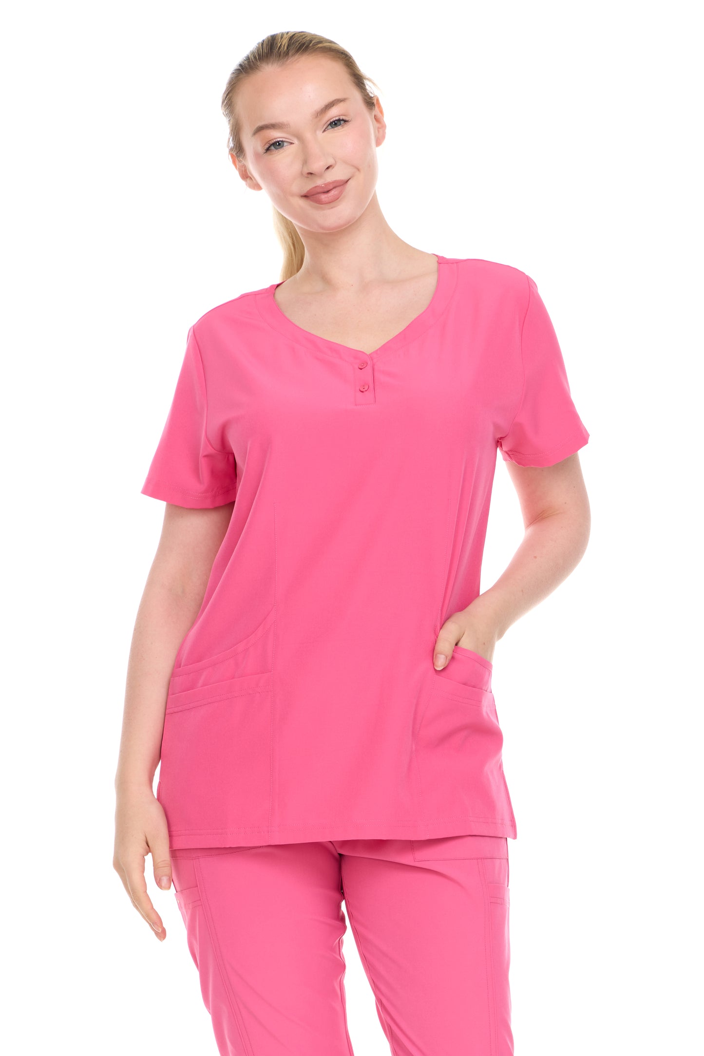 HEAL+WEAR Women’s V-Neck Scrub Top – 4-Way Stretch - Soft Stretch Medical Uniform Shirt with 2 Pockets, Classic Fit Nurse Workwear