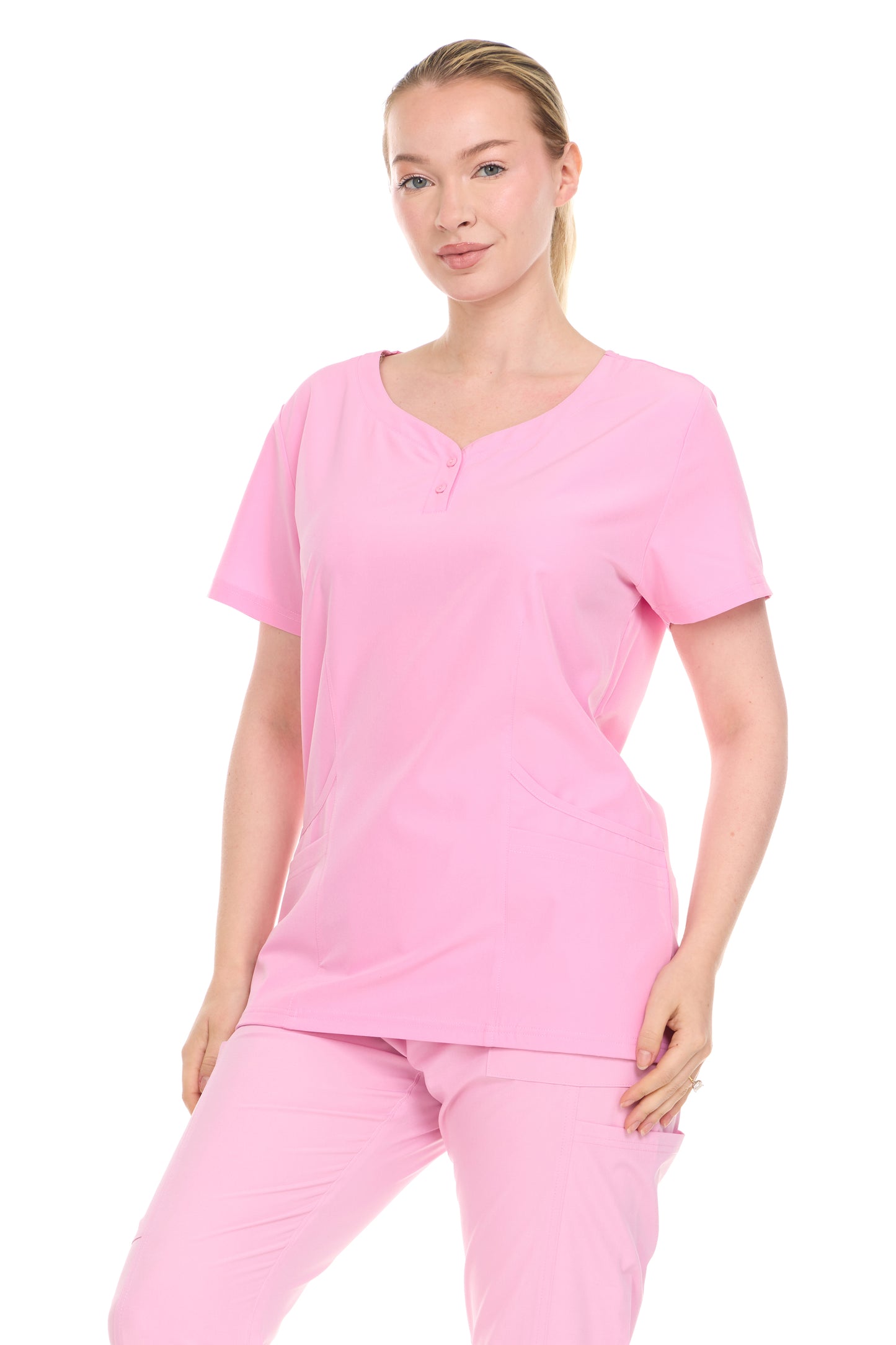 HEAL+WEAR Women’s V-Neck Scrub Top – 4-Way Stretch - Soft Stretch Medical Uniform Shirt with 2 Pockets, Classic Fit Nurse Workwear