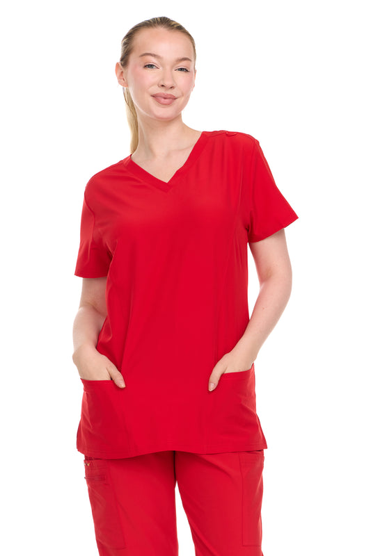 HEAL+WEAR Women’s V-Neck Scrub Top – 4-Way Stretch - Soft Stretch Medical Uniform Shirt with 2 Pockets, Classic Fit Nurse Workwear