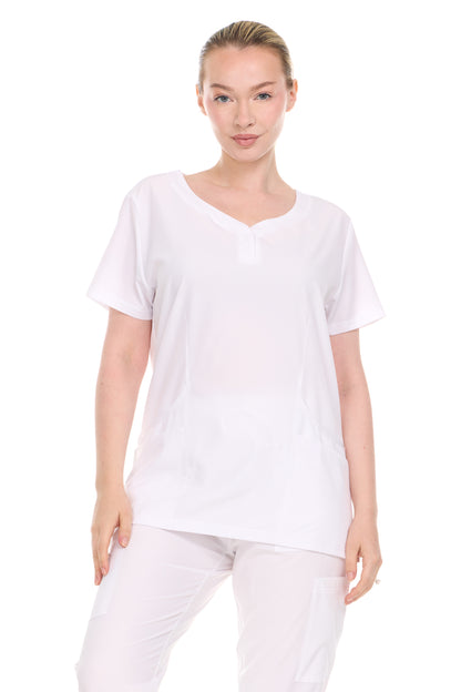 HEAL+WEAR Women’s V-Neck Scrub Top – 4-Way Stretch - Soft Stretch Medical Uniform Shirt with 2 Pockets, Classic Fit Nurse Workwear