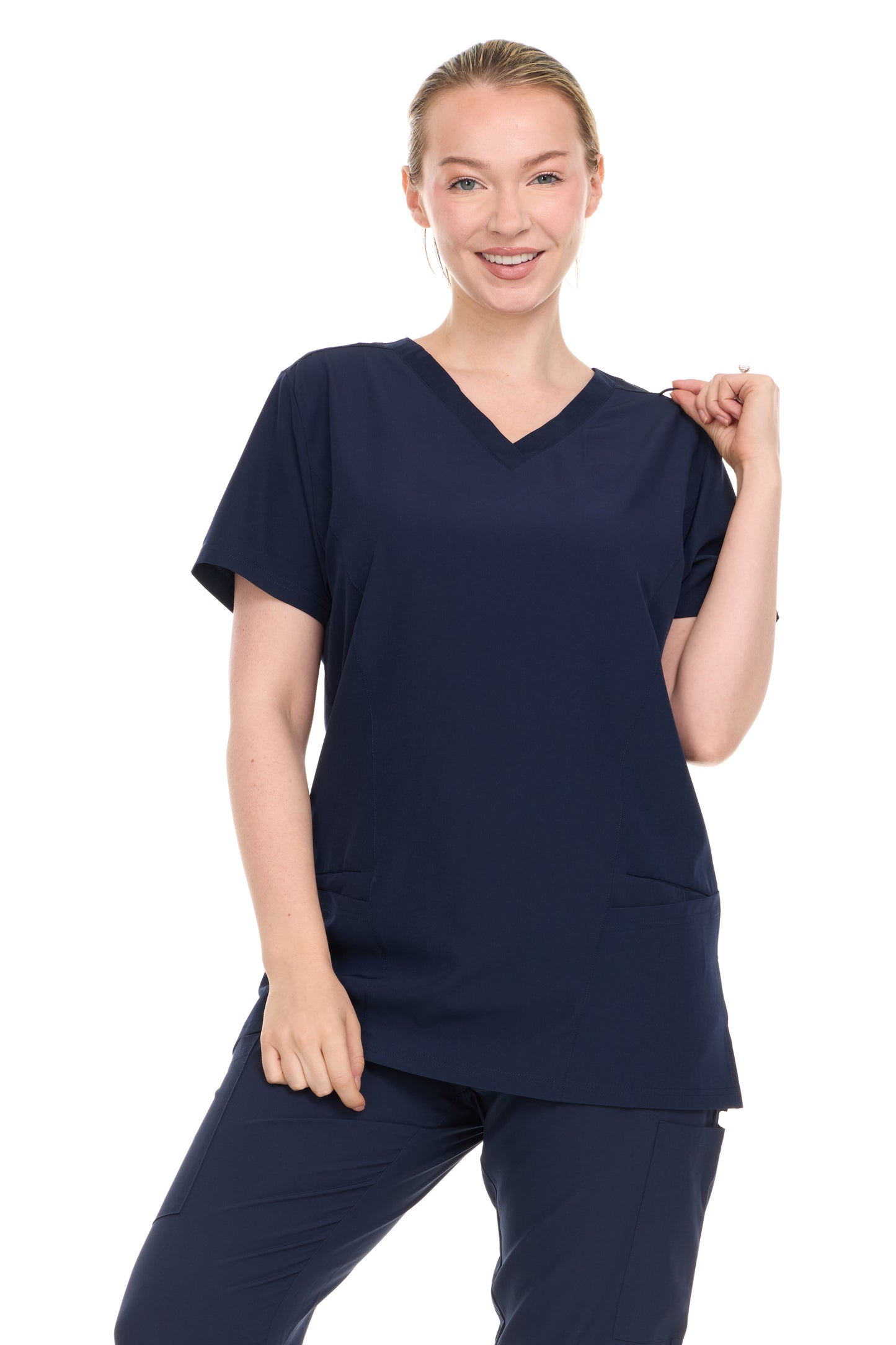 HEAL+WEAR Womens V-Neck Scrub Top（Top Only） with Utility Pockets – Soft Stretch Nursing Shirt for Healthcare Workers - 4-Way Stretch