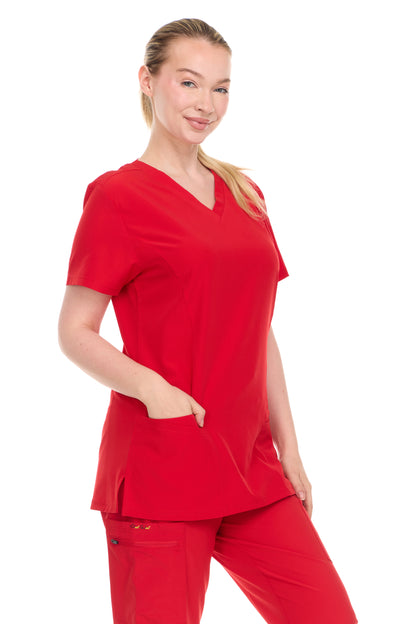 HEAL+WEAR Womens V-Neck Scrub Top（Top Only） with Utility Pockets – Soft Stretch Nursing Shirt for Healthcare Workers - 4-Way Stretch