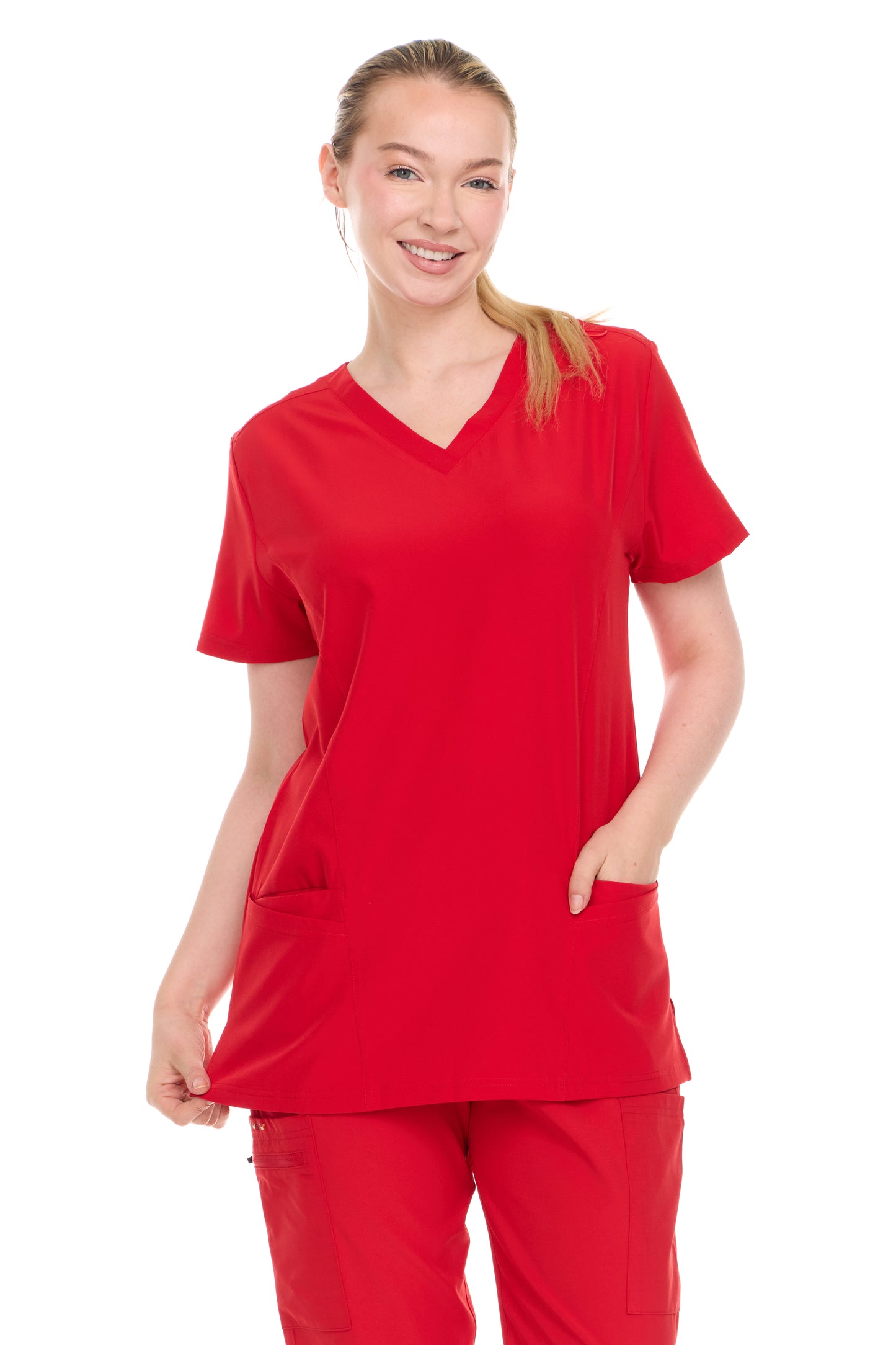 HEAL+WEAR Womens V-Neck Scrub Top（Top Only） with Utility Pockets – Soft Stretch Nursing Shirt for Healthcare Workers - 4-Way Stretch