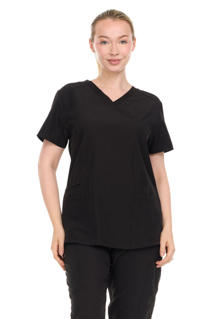 Heal Wear Women‘s Scrub Top – 4-Way Stretch Lightweight Medical Uniform Shirt with 2 Pockets