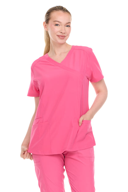 Heal Wear Women‘s Scrub Top – 4-Way Stretch Lightweight Medical Uniform Shirt with 2 Pockets