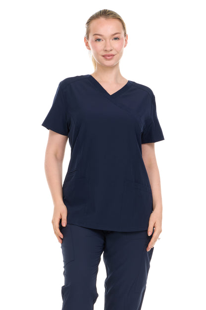 Heal Wear Women‘s Scrub Top – 4-Way Stretch Lightweight Medical Uniform Shirt with 2 Pockets