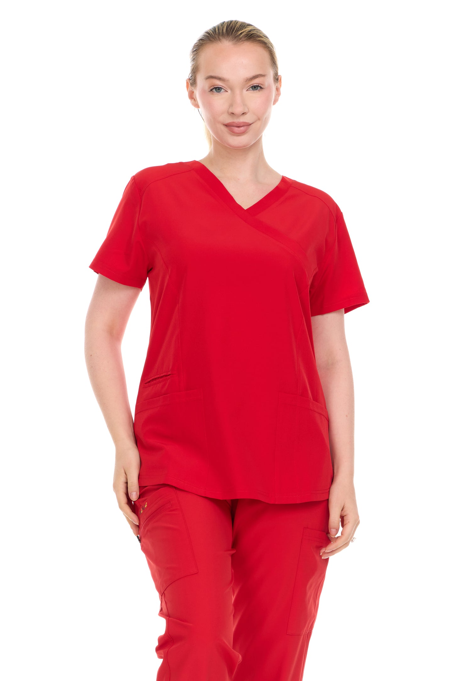 Heal Wear Women‘s Scrub Top – 4-Way Stretch Lightweight Medical Uniform Shirt with 2 Pockets