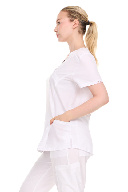 Heal Wear Women‘s Scrub Top – 4-Way Stretch Lightweight Medical Uniform Shirt with 2 Pockets