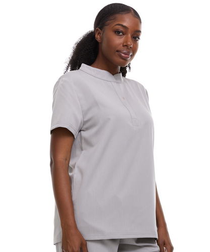 HEAL+WEAR Women's Stretch Mandarin Collar Scrub Top – Lightweight, Soft Touch, Moisture-Wicking, Multiple Colors