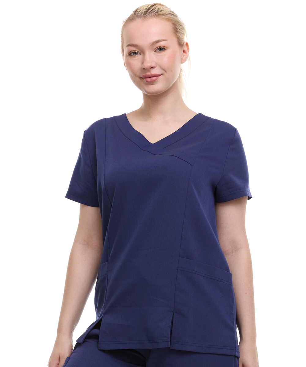 HEAL+WEAR Women's V-Neck Scrub Top – Tailored Fit, Stretch Fabric, Moisture-Wicking – Multiple Colors provied Womenswear Breathabl