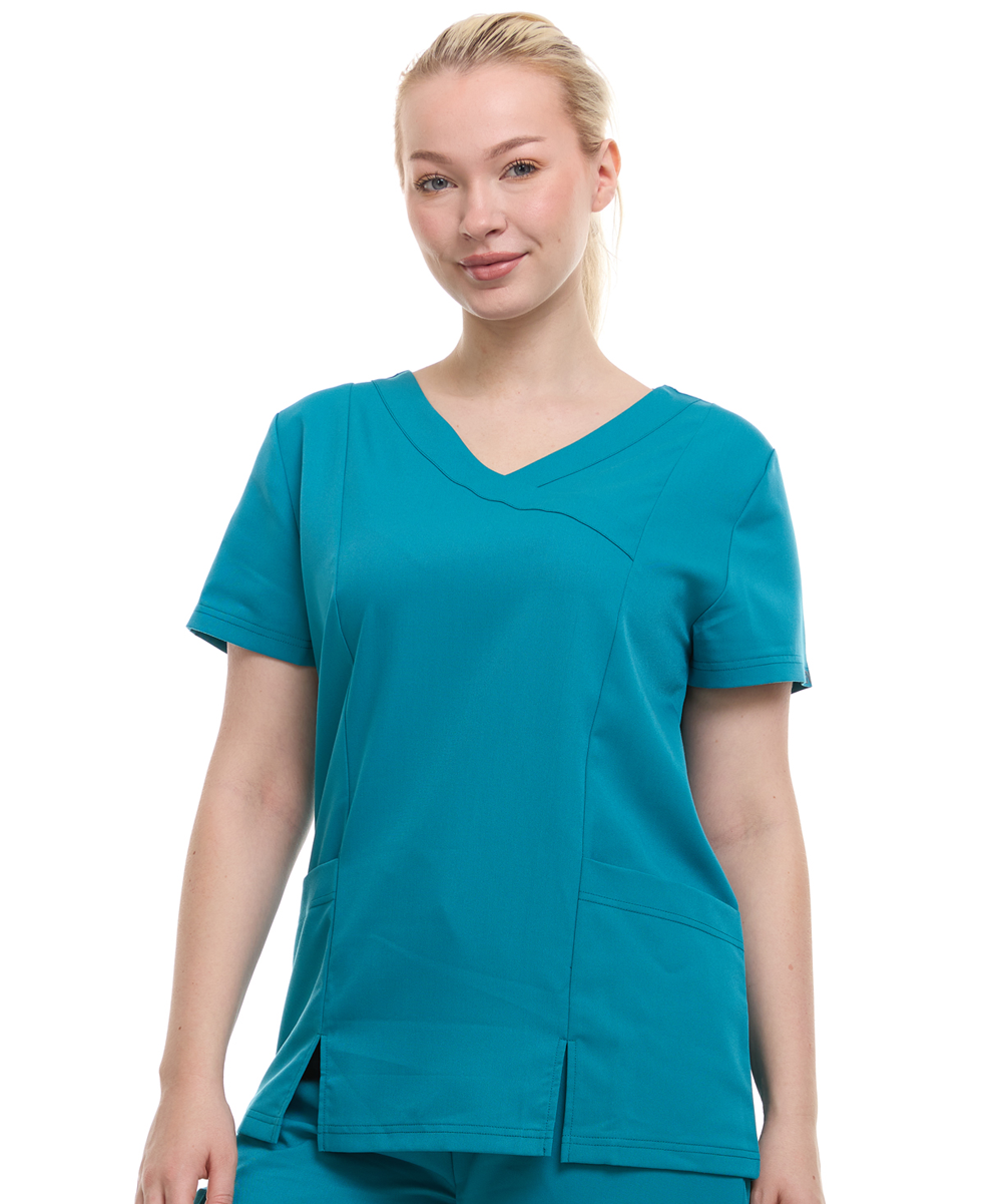 HEAL+WEAR Women's V-Neck Scrub Top – Tailored Fit, Stretch Fabric, Moisture-Wicking – Multiple Colors provied Womenswear Breathabl