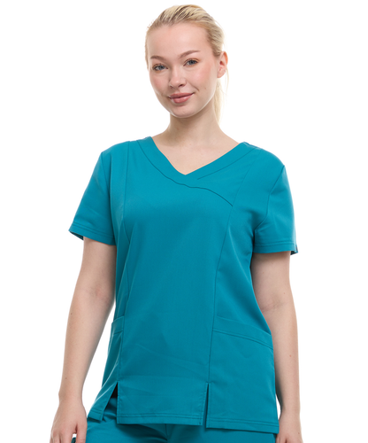 HEAL+WEAR Women's V-Neck Scrub Top – Tailored Fit, Stretch Fabric, Moisture-Wicking – Multiple Colors provied Womenswear Breathabl