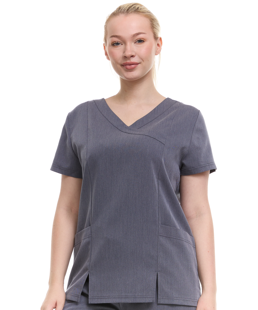 HEAL+WEAR Women's V-Neck Scrub Top – Tailored Fit, Stretch Fabric, Moisture-Wicking – Multiple Colors provied Womenswear Breathabl