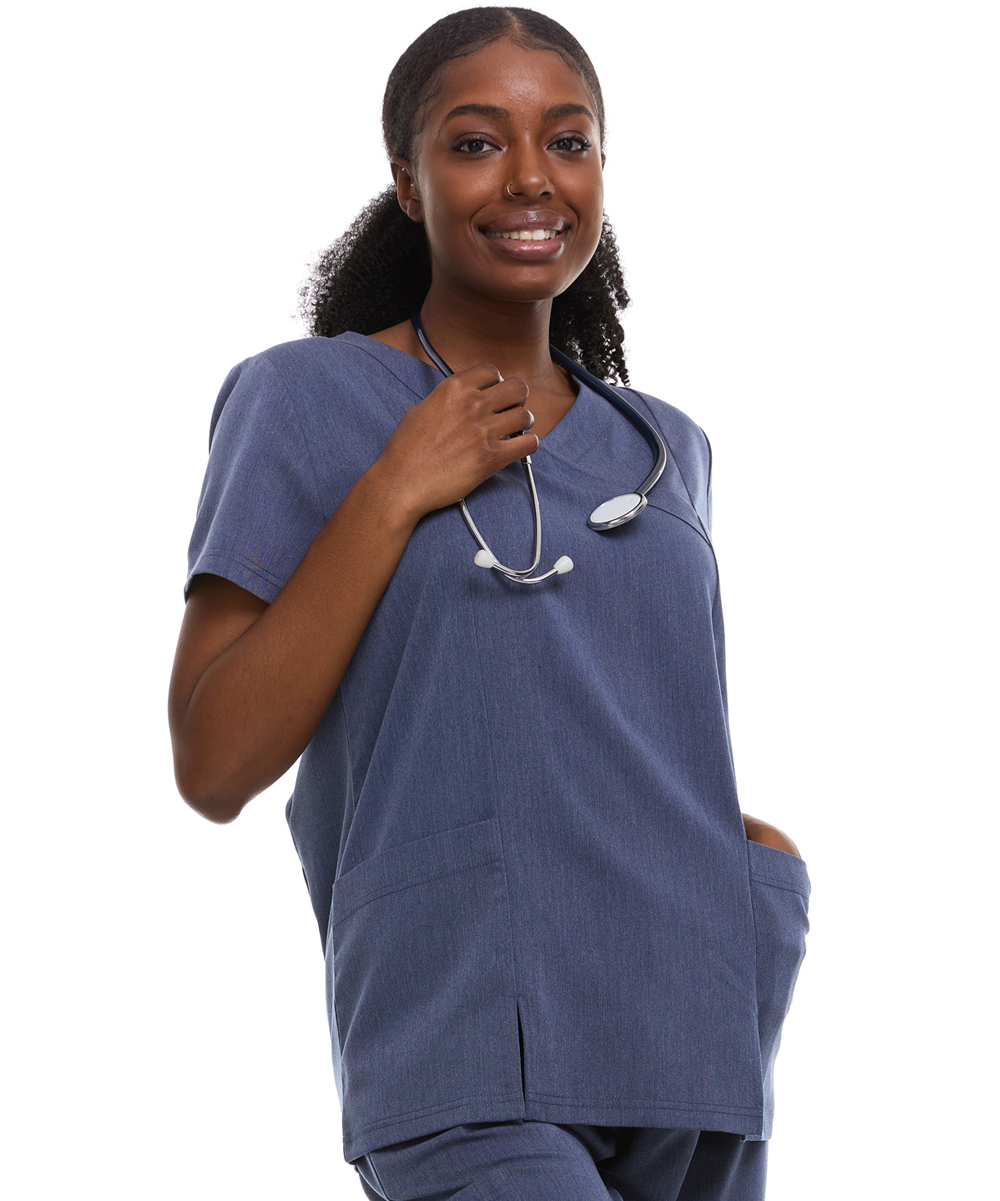 HEAL+WEAR Women's V-Neck Scrub Top – Tailored Fit, Stretch Fabric, Moisture-Wicking – Multiple Colors provied Womenswear Breathabl