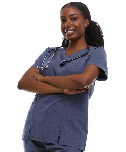 HEAL+WEAR Women's Stretch Mandarin Collar Scrub Top – Lightweight, Soft Touch, Moisture-Wicking, Multiple Colors