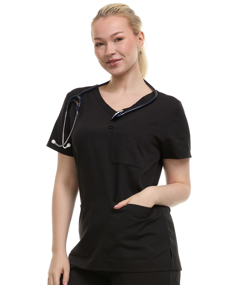 HEAL+WEAR Women's Classic Scrubs Top with Pockets V-Neck Short Sleeve-Moisture-Wicking Healthcare Workwear
