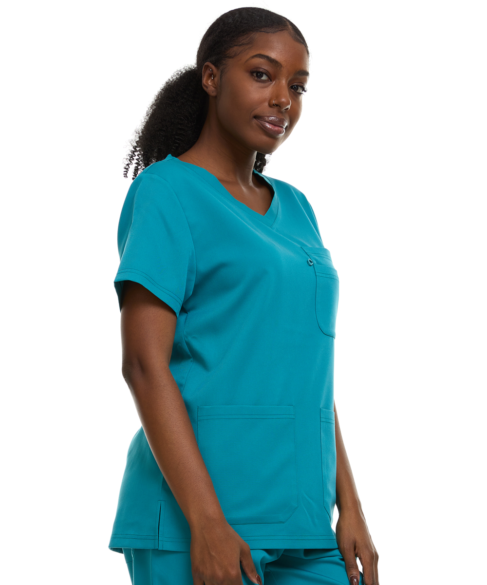 HEAL+WEAR Women's Classic Scrubs Top with Pockets V-Neck Short Sleeve-Moisture-Wicking Healthcare Workwear
