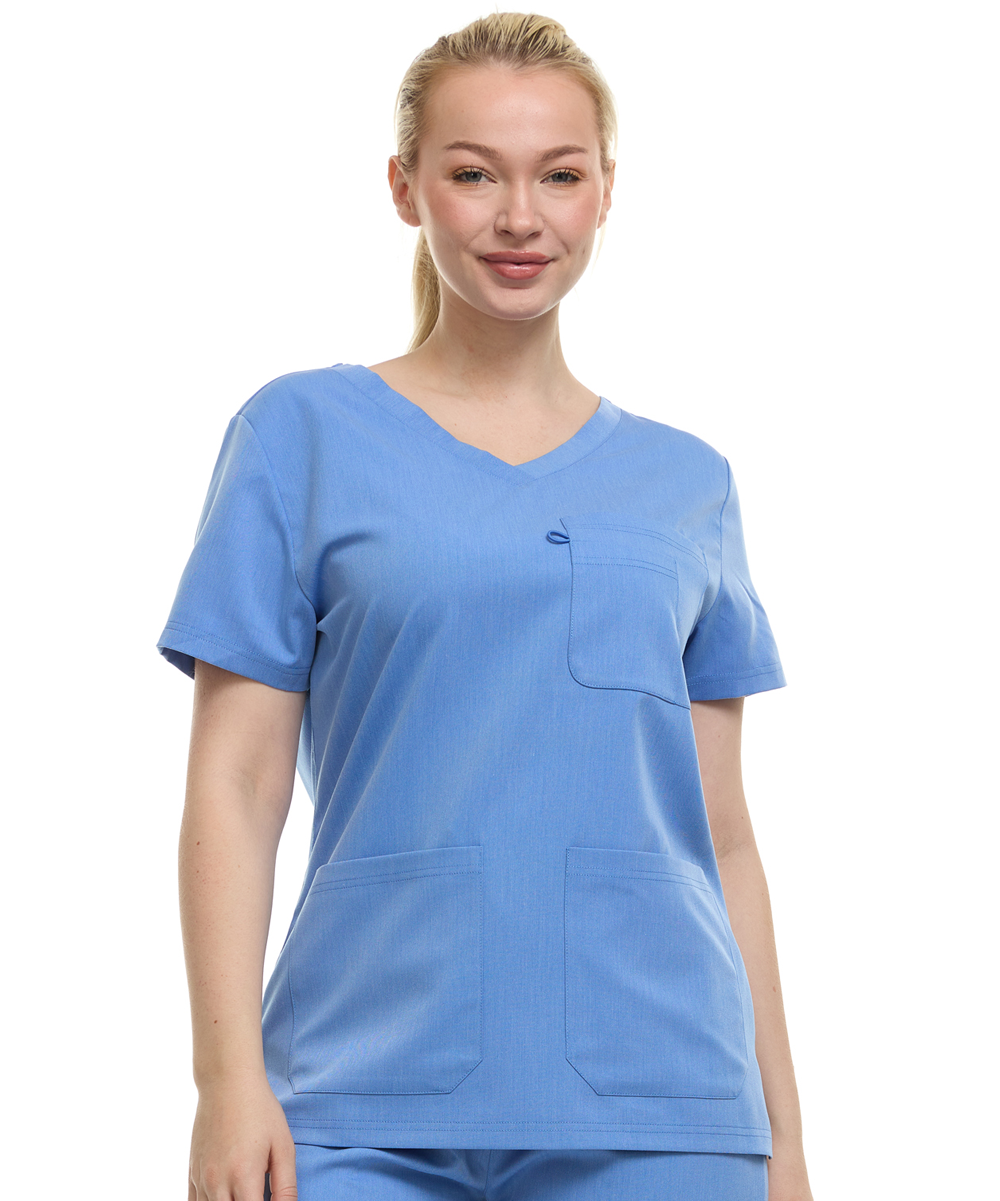 HEAL+WEAR Women's Classic Scrubs Top with Pockets V-Neck Short Sleeve-Moisture-Wicking Healthcare Workwear