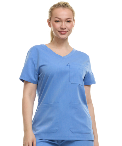 HEAL+WEAR Women's Classic Scrubs Top with Pockets V-Neck Short Sleeve-Moisture-Wicking Healthcare Workwear