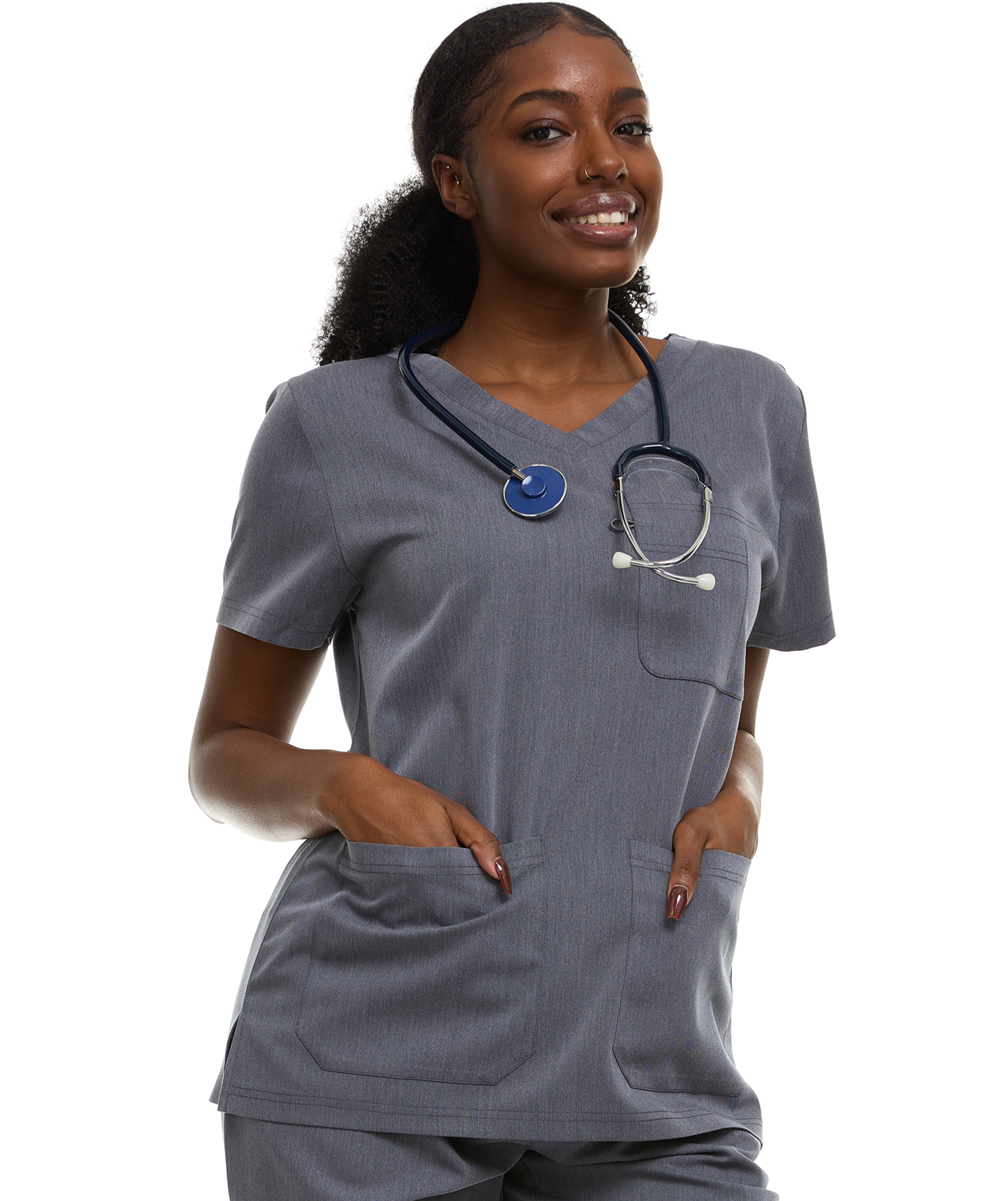 HEAL+WEAR Women's Classic Scrubs Top with Pockets V-Neck Short Sleeve-Moisture-Wicking Healthcare Workwear