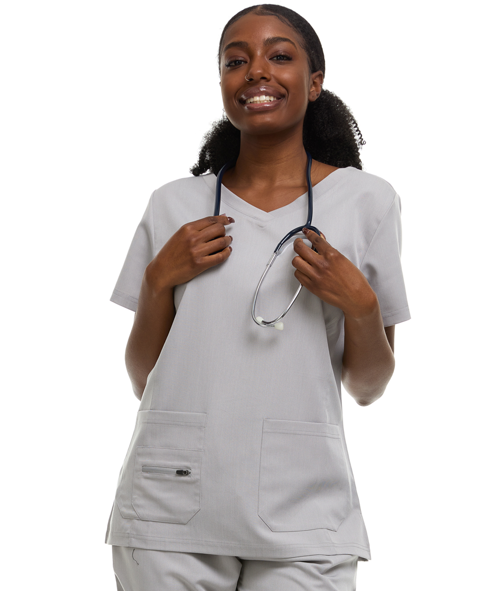 HEAL+WEAR Women's Classic Scrubs Top with Pockets V-Neck Short Sleeve-Moisture-Wicking Healthcare Workwear