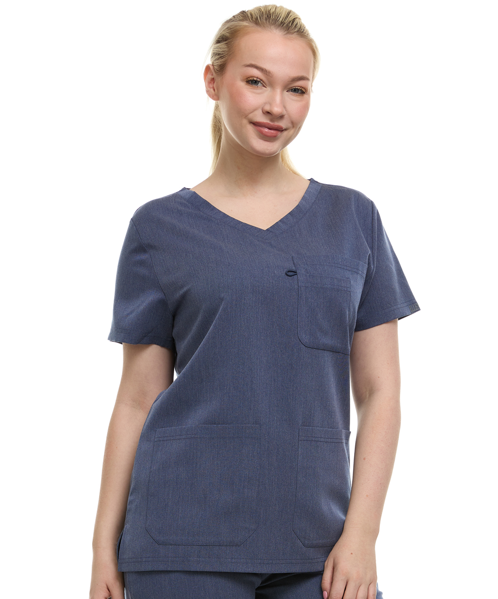 HEAL+WEAR Women's Classic Scrubs Top with Pockets V-Neck Short Sleeve-Moisture-Wicking Healthcare Workwear