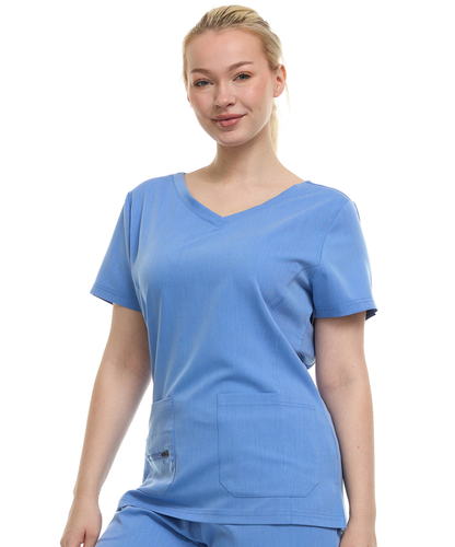 HEAL+WEAR Women's Classic V-Neck Scrub Top – Soft Stretch Fabric,3-Pocket Design, Wrinkle-Resistant, Available in Multiple Colors