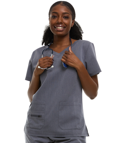 HEAL+WEAR Women's Classic V-Neck Scrub Top – Soft Stretch Fabric,3-Pocket Design, Wrinkle-Resistant, Available in Multiple Colors