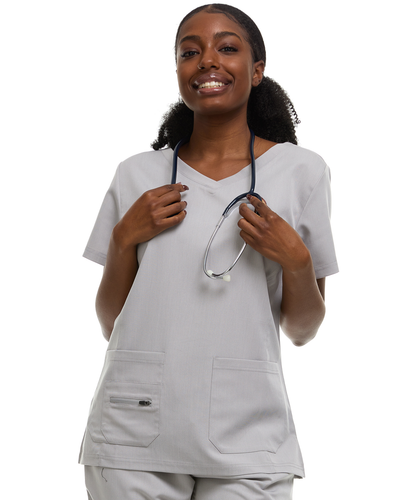 HEAL+WEAR Women's Classic V-Neck Scrub Top – Soft Stretch Fabric,3-Pocket Design, Wrinkle-Resistant, Available in Multiple Colors