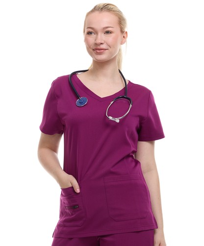 HEAL+WEAR Women's Classic V-Neck Scrub Top – Soft Stretch Fabric,3-Pocket Design, Wrinkle-Resistant, Available in Multiple Colors