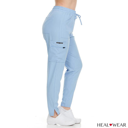 HEAL+WEAR Women’s Slim Fit Scrub Pants – Vibrant Colors, Drawstring Waist, Zipper Pockets, 4-Way Stretch, Wrinkle-Resistant Medical Workwear for Nurses & Healthcare Staff