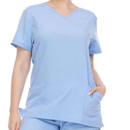 HEAL+WEAR Women’s V-Neck Multi-Pocket Scrub Top | Stretch Comfort Fabric | 4-Way Stretch | Surgical Uniforms | Nurse Beauty Salon Workwear | Clinical Scrubs | Spa Doctor Nursing Clinical Suit