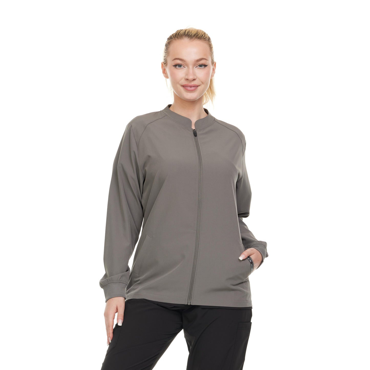 HEAL+WEAR Women's Warm Scrub Jacket with Zip Front and Multiple Pockets|4-Way Stretch Spandex|Comfort Fabric
