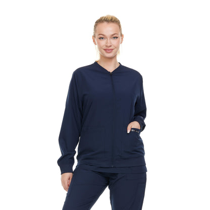 HEAL+WEAR Woman Scrub Zip Jacket |4-Way Stretch| Spa Doctor Nursing Clinical Suit | Surgical Uniforms Top | Lightweight Long Sleeve Medical Bomber | 4-Way Stretch | Clinical Scrubs Coat for Beauty Salon