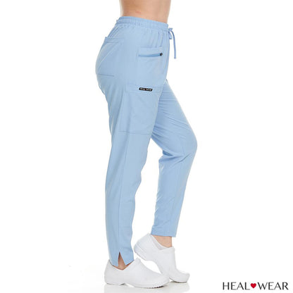 HEAL+WEAR Women’s Medical Scrub Pants – Slim Fit Straight-Leg Design with Multiple Functional Zipper Pockets, Drawstring Waist, 4-Way Stretch, Wrinkle-Resistant – Ideal for Work & Healthcare Uniforms