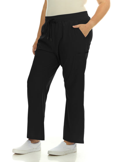 HEAL+WEAR Plus Size Clinical Scrub Pants with Elastic Waistband & Cargo Pockets – 4-Way Stretch - Straight Leg Workwear for Women