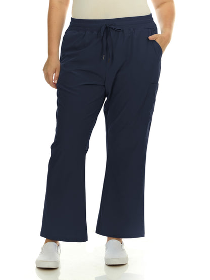 HEAL+WEAR Plus Size Clinical Scrub Pants with Elastic Waistband & Cargo Pockets – 4-Way Stretch - Straight Leg Workwear for Women