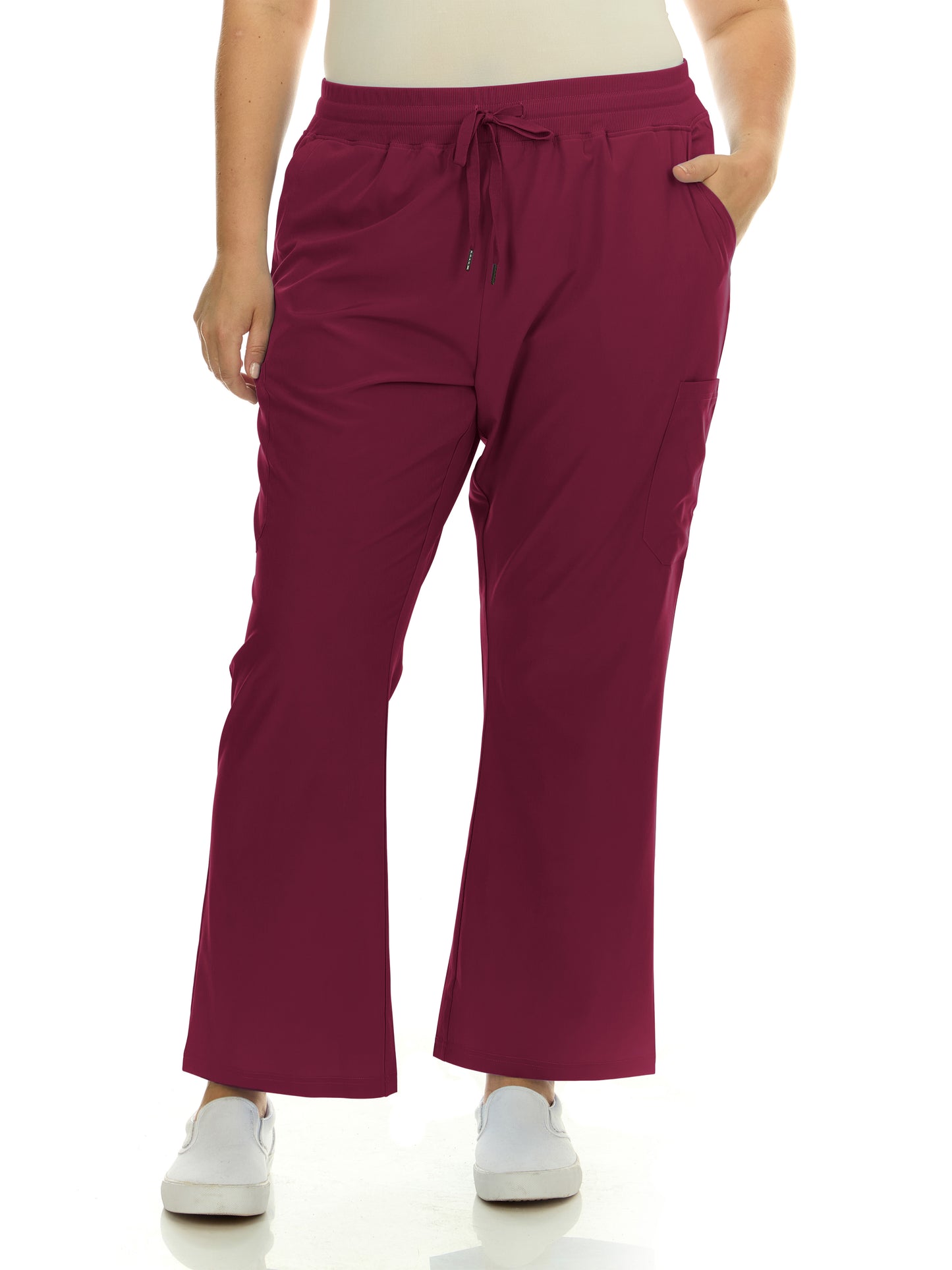 HEAL+WEAR Plus Size Clinical Scrub Pants with Elastic Waistband & Cargo Pockets – 4-Way Stretch - Straight Leg Workwear for Women