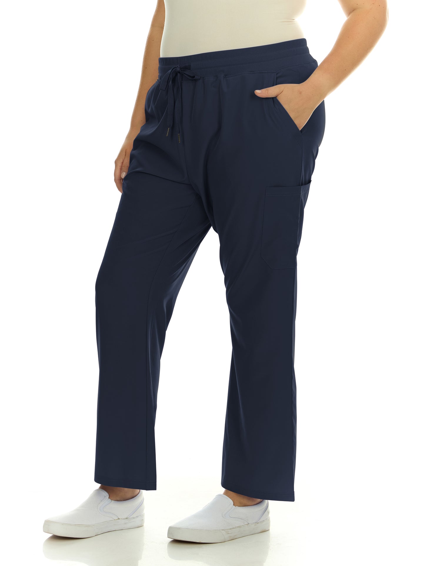 HEAL+WEAR Plus Size Clinical Scrub Pants with Elastic Waistband & Cargo Pockets – 4-Way Stretch - Straight Leg Workwear for Women