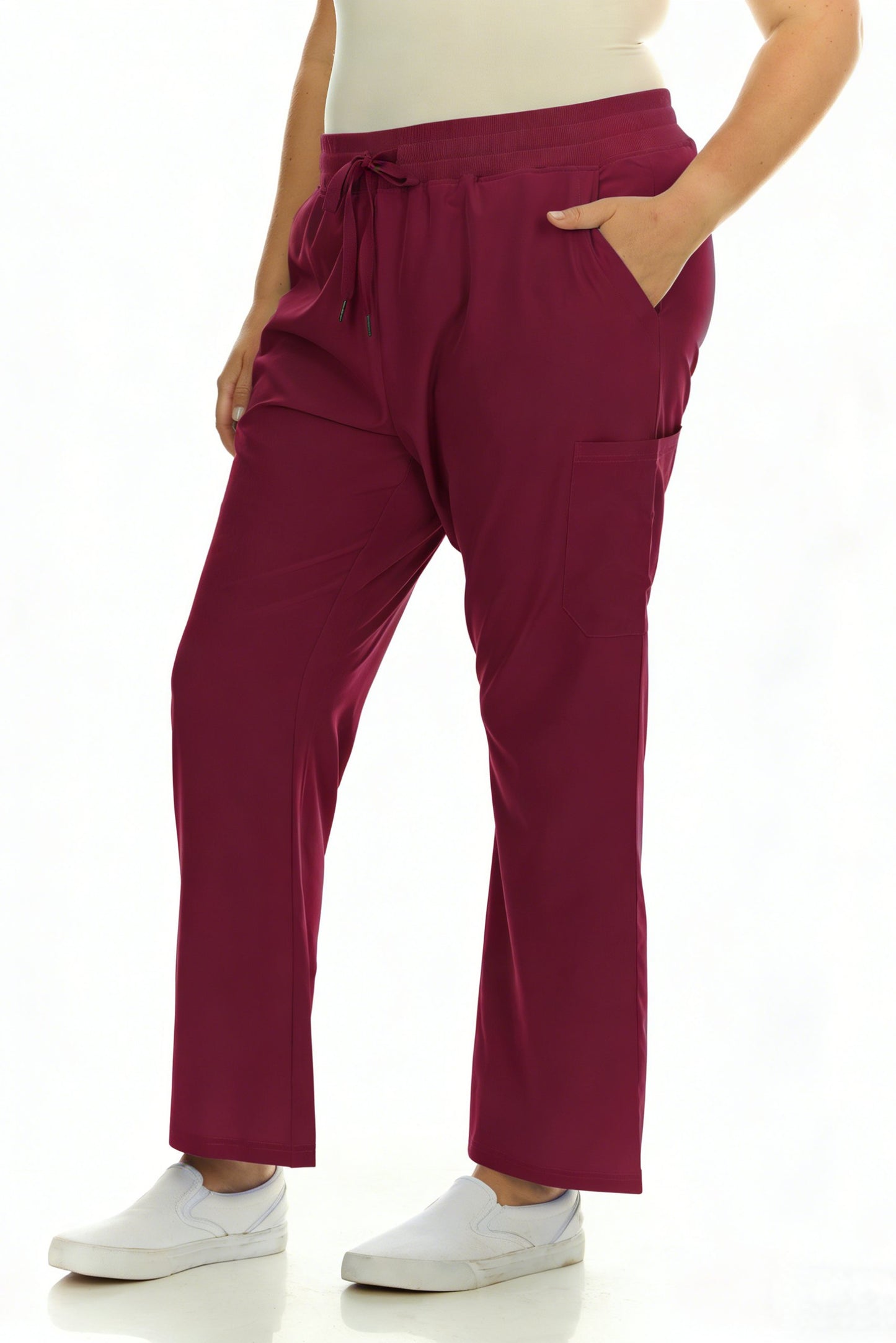 HEAL+WEAR Plus Size Clinical Scrub Pants with Elastic Waistband & Cargo Pockets – 4-Way Stretch - Straight Leg Workwear for Women