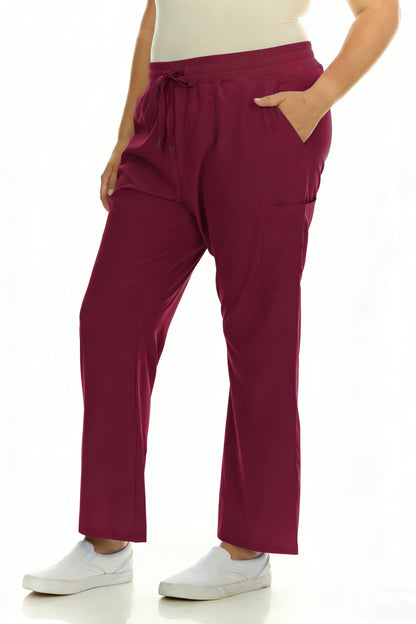 HEAL+WEAR Plus Size Clinical Scrub Pants with Elastic Waistband & Cargo Pockets – 4-Way Stretch - Straight Leg Workwear for Women
