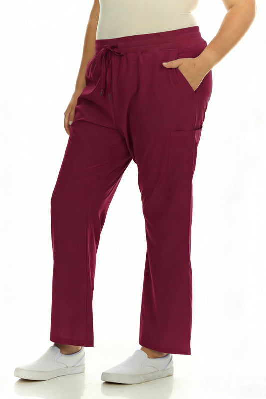 HEAL+WEAR Plus Size Clinical Scrub Pants with Elastic Waistband & Cargo Pockets – 4-Way Stretch - Straight Leg Workwear for Women