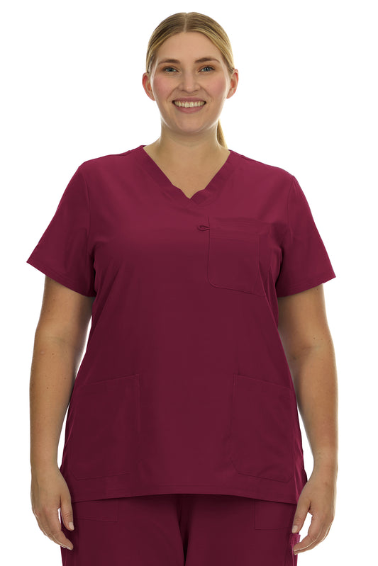 HEAL+WEAR Plus Size Women’s V-Neck Scrub Top – Multi-Pocket Medical Uniform for Nurse, 4-Way Stretch, Spa, and Clinic Workwear