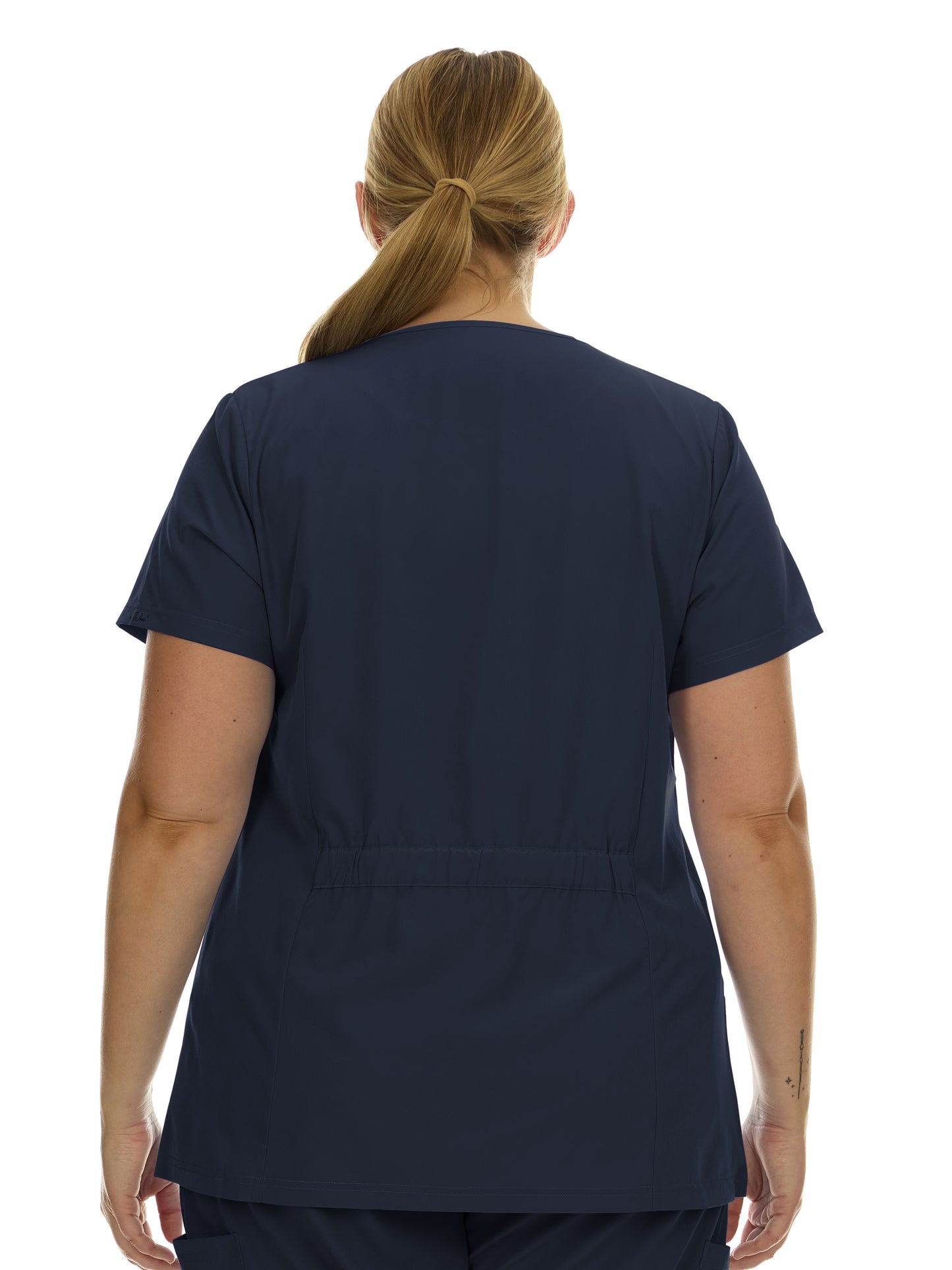 Heal Wear  | Plus Size Women Scrub Top V-Neck Elastic Waist Workwear for Nurses Uniform,4-Way Stretch