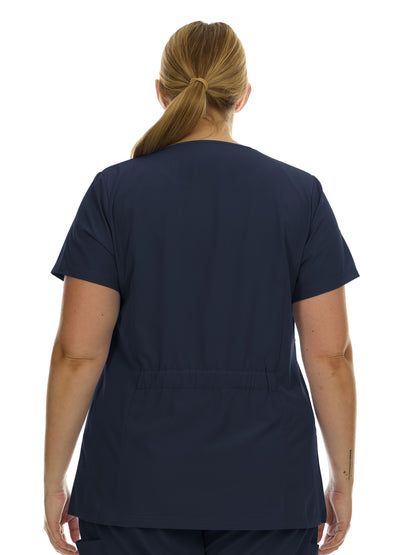 Heal Wear  | Plus Size Women Scrub Top V-Neck Elastic Waist Workwear for Nurses Uniform,4-Way Stretch