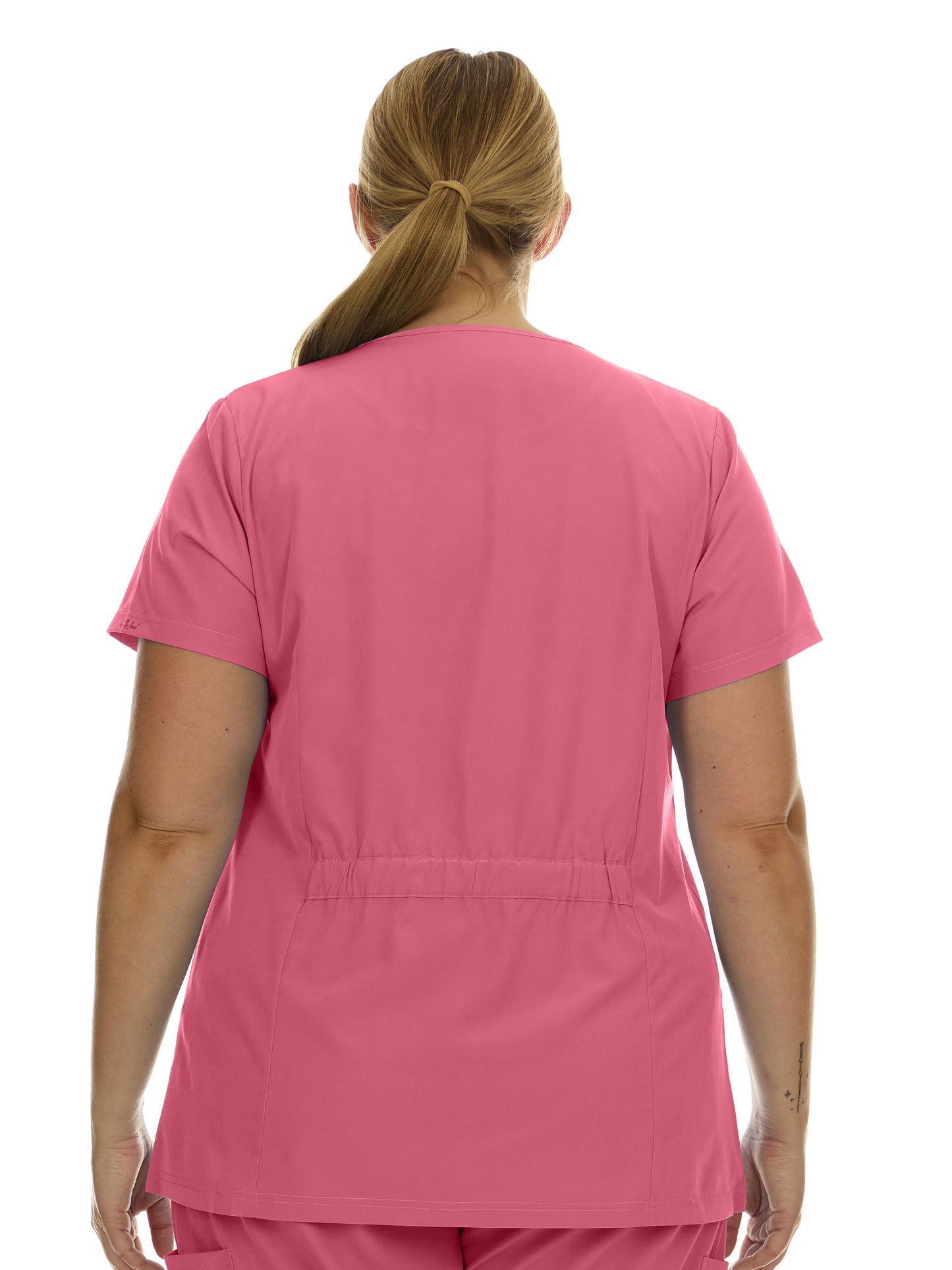 Heal Wear  | Plus Size Women Scrub Top V-Neck Elastic Waist Workwear for Nurses Uniform,4-Way Stretch