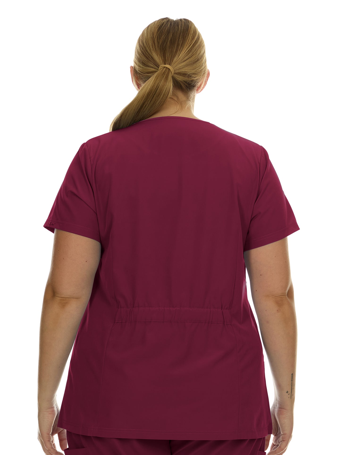 Heal Wear  | Plus Size Women Scrub Top V-Neck Elastic Waist Workwear for Nurses Uniform,4-Way Stretch