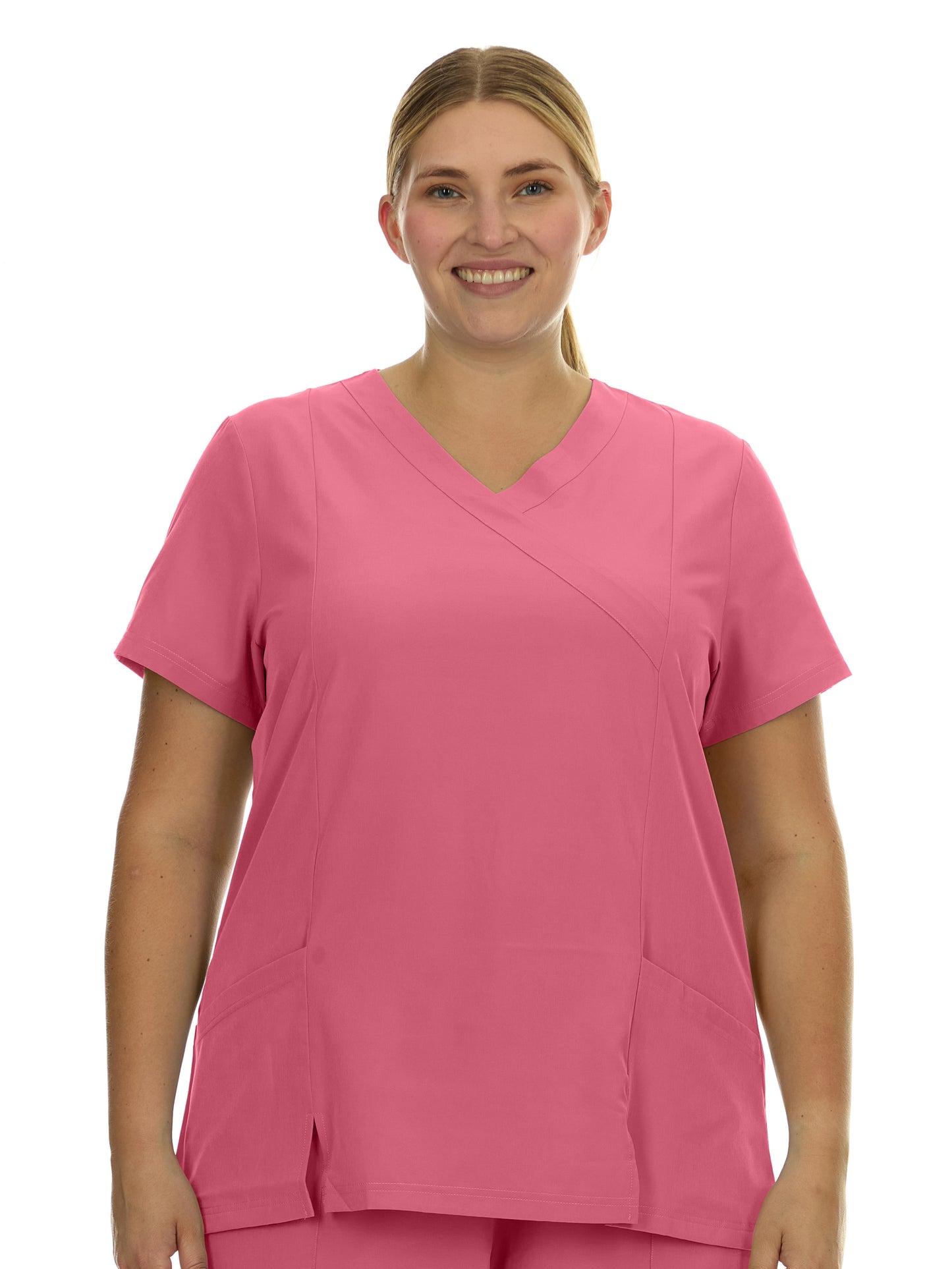 Heal Wear  | Plus Size Women Scrub Top V-Neck Elastic Waist Workwear for Nurses Uniform,4-Way Stretch