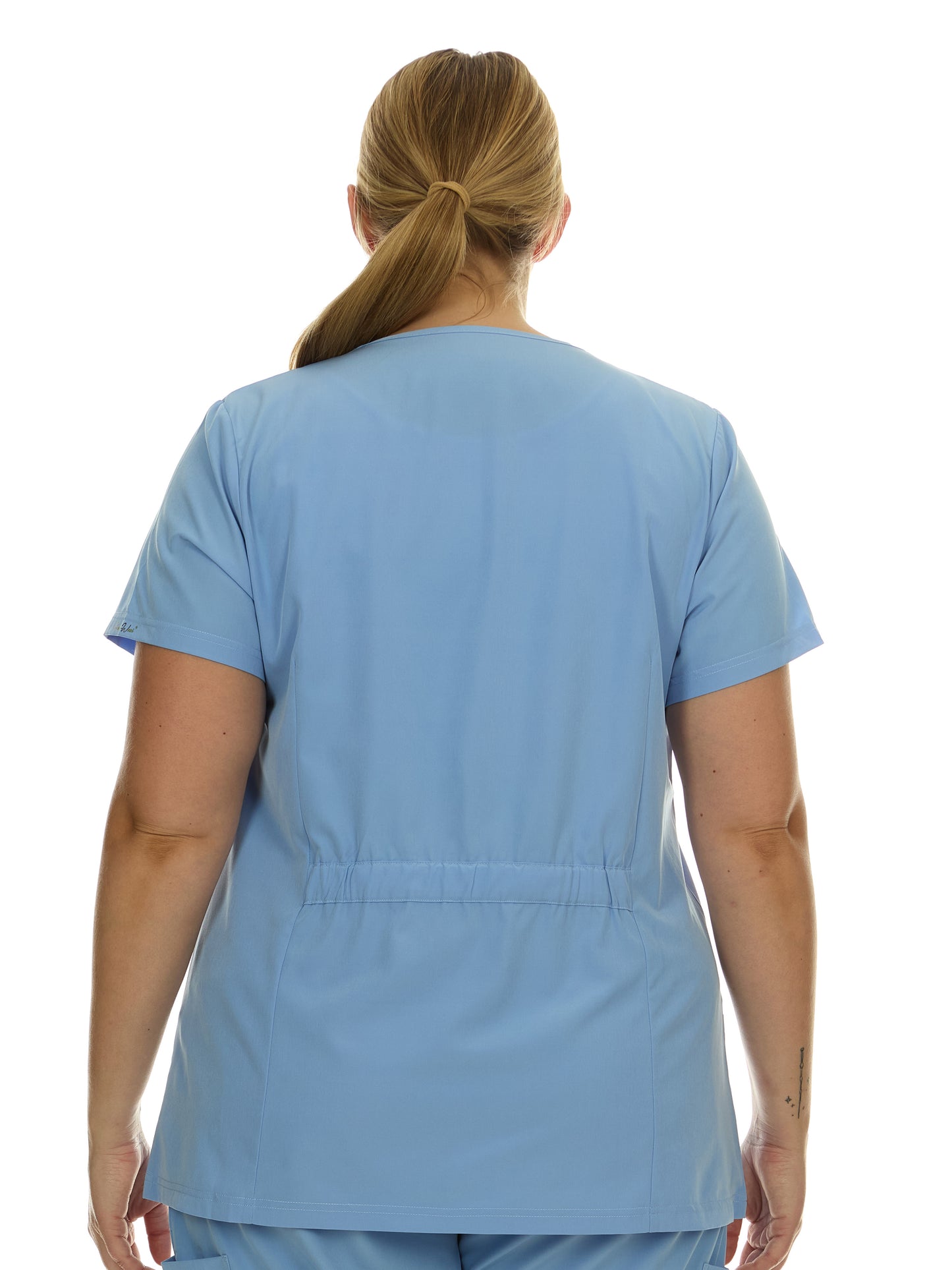 Heal Wear  | Plus Size Women Scrub Top V-Neck Elastic Waist Workwear for Nurses Uniform,4-Way Stretch